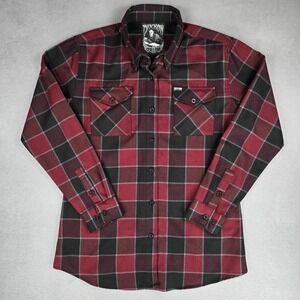 Dixxon Flannel Shirt‎ Orlok Womens 2XL Red Black Plaid D-Tech Button Up Horror